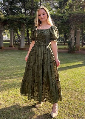 Vestido Supermidi Lúcia Verde Oliva