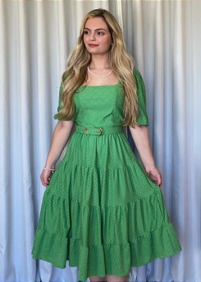 Vestido Midi Francesca Laise Verde Lima
