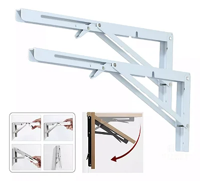 Par Suportes Mão Francesa Retrátil Dobrável Cantoneiras 50cm