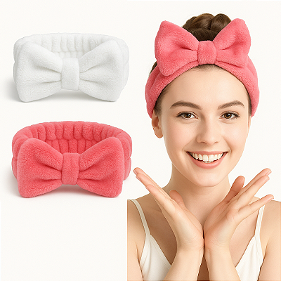 Faixas de Cabelo com Laço Maquiagem Makeup Skincare Facial