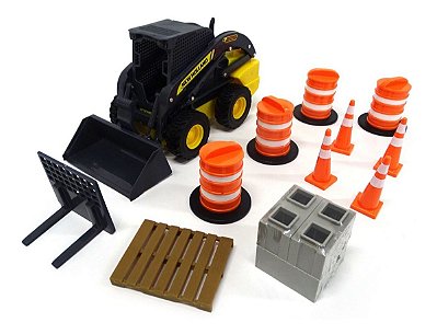 Miniatura Mini Carregadeira Bobcat New Holland L225 + Acessórios 1/16 ERTL