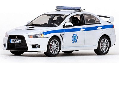 Miniatura Mitsubishi Lancer Evo X Viatura Policia Grécia 1/43 Vitesse Branco