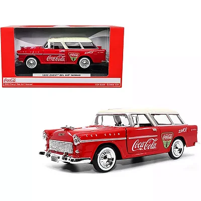 Miniatura Chevrolet Bel Air Nomad 1955 Coca Cola 1/24 Motor City Classics Vermelho
