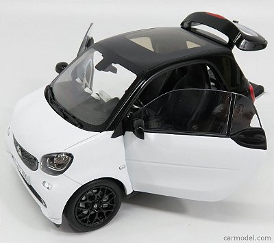 Miniatura Smart Fortwo 2015 1/18 Norev Preto e Branco