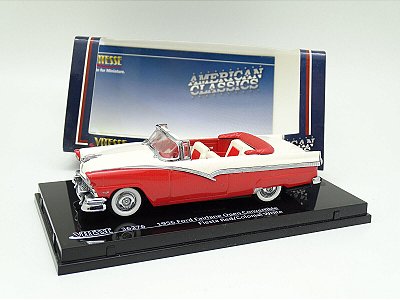 Miniatura Ford Fairlane Sunliner Conversível 1956 1/43 Vitesse Laranja e Branco