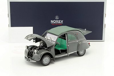 Miniatura Citroën 2CV AZL Malle Bombée 1957 Cinza 1/18 Norev