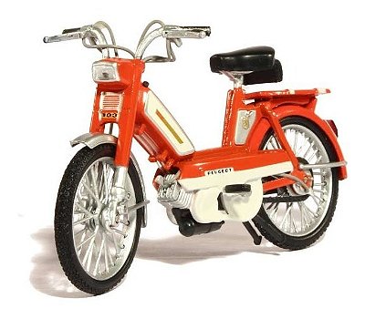 Miniatura Ciclomotor Peugeot 103 L 1972 Laranja 1/18 Norev