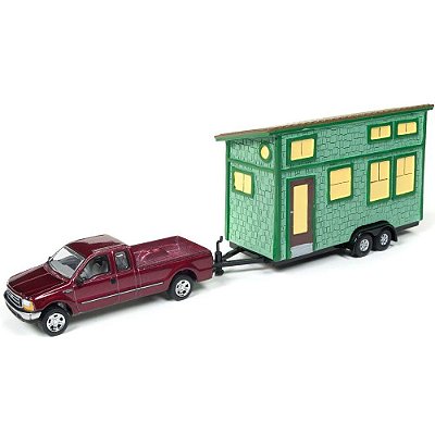 Miniatura Ford F-250 com Tiny House 1/64 Johnny Lightning