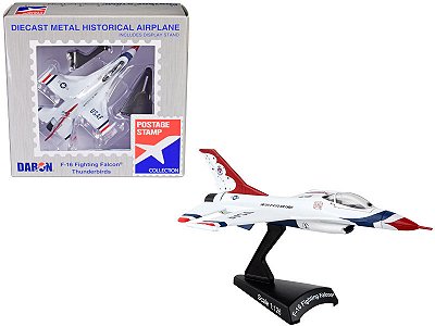 Miniatura Avião Caça a Jato F-16 Fighting Falcon USAF Thunderbirds Daron Postage Stamp