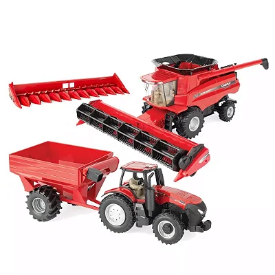 Combo Case IH 1/32 ERTL Colheitadeira 8230 + Trator Magnum 380 + Carrinho de Grãos 1/32