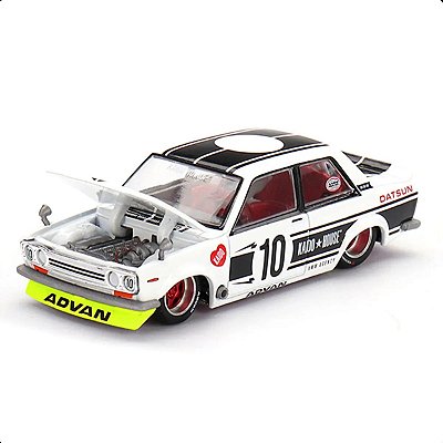 Miniatura Datsun 510 Street Team XMM V1 Limited Branca Kaido House Mini GT 1:64 Diecast