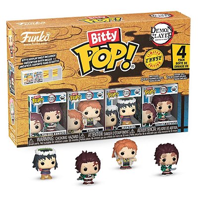 Funko Bitty Pop Demon Slayer Tanjiro 4Pack 2,5cm Miniatura Oficial Funko