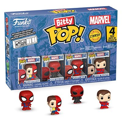 Funko Bitty Pop Marvel Spider-Man Parker Split 4Pack 2,5cm Miniatura Oficial Funko