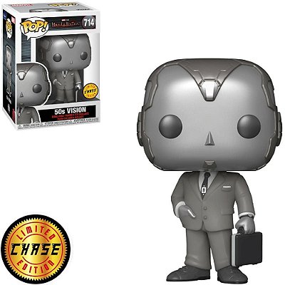 Funko Pop Chase Marvel Wanda Visio 50S Vision #714 Variante Rara 1 em 6 Vinil 9,5cm