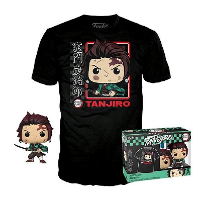 Funko Pop Demon Slayer Tanjiro + - Tee Bundle #62492 Vinil 9,5 Cm Oficial Funko Vinil 9,5 cm Ofic...