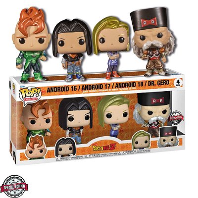 Funko Pop Dragon Ball Z 4Pack Android 16/Android - 17/Android 18/Dr.Gero Vinil 9,5 Cm Oficial Fun...