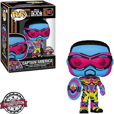 Funko Pop Marvel Black Light The Falcon - Captain America #987 Vinil 9,5 Cm Oficial Funko Vinil 9...