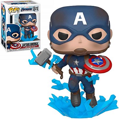 Funko Pop Marvel Avengers Endgame Captain - America W/Mjolnir #573 Vinil 9,5 cm Oficial Funko