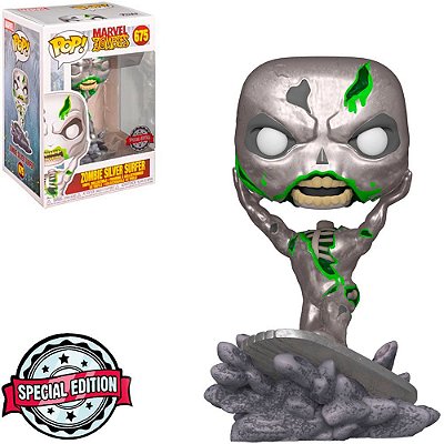 Funko Pop Marvel Zombies - Surfer Silver #675 Vinil 9,5 cm Oficial Funko