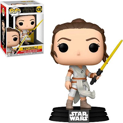 Funko Pop Star Wars 9 Rey - Lightsaber Yellow #432 Vinil 9,5 cm Oficial Funko