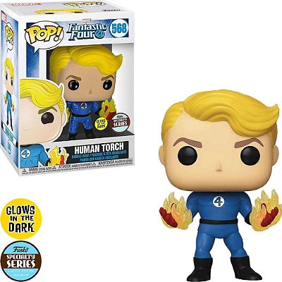 Funko Pop Marvel Fantastic Four 4 Human Torch - Dark Glows #568 Vinil 9,5 cm Oficial Funko
