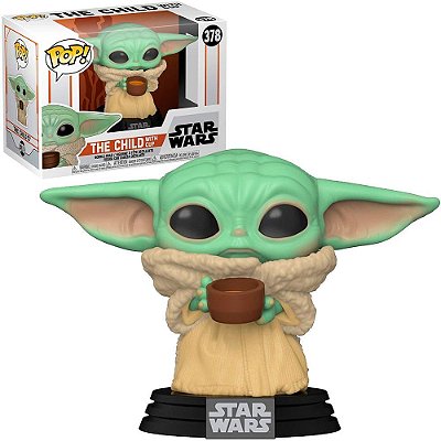 Funko Pop Star Wars Mandalorian Baby Yoda The - Child W/Cup #378 Vinil 9,5 cm Oficial Funko