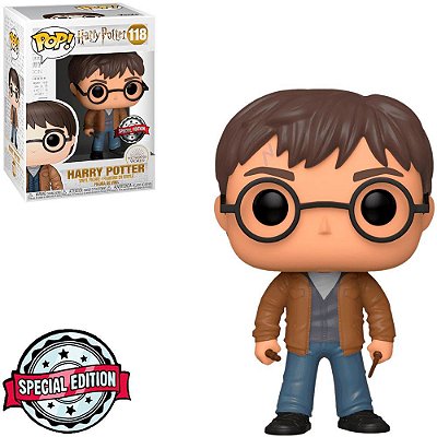 Funko Pop Harry Potter Harry Potter - W/Two Wands #118 Vinil 9,5 cm Oficial Funko