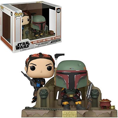 Funko Pop Star Wars Mandalorian Boba Fett & - Fennec Throne #486 Vinil 9,5 cm Oficial Funko