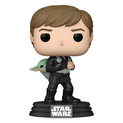 Funko Pop Star Wars Book Of Boba Fett Luke - Skywalker W/Grogu #583 Vinil 9,5 cm Oficial Funko
