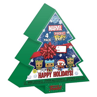 Funko Pop Pocket Marvel Happy - Holidays 4Pack #65541 Vinil 9,5 cm Oficial Funko