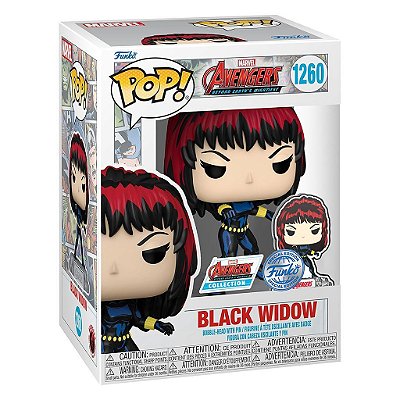 Funko Pop Marvel A60 Comic Black - Widow C/Pin #1260 Vinil 9,5 cm Oficial Funko