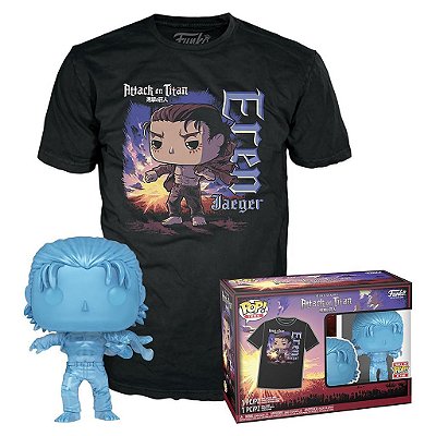 Funko Pop Attack On Titan Eren Marks + - Tees Bundle #69101 Vinil 9,5 cm Oficial Funko