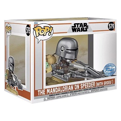 Funko Pop Star Wars Mandalorian On - Speeder W/Grogu #579 Vinil 9,5 cm Oficial Funko