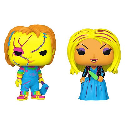 Funko Pop Bride Of Chucky Chucky & Tiffany - Blacklight 2Pack #67714 Vinil 9,5 cm Oficial Funko
