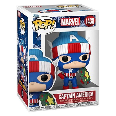 Funko Pop Marvel Holiday - Capatain America #1438 Vinil 9,5 cm Oficial Funko