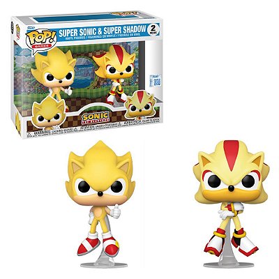 Funko Pop Sonic Super Sonic & Super Shadow Flocked - Ex 2Pack #91823 Vinil 9,5 cm Oficial Funko