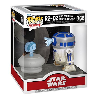 Funko Pop Star Wars R2-D2 And Princess - Leia Hologram (Temporada 9) #766 Vinil 9,5 cm Oficial Funko