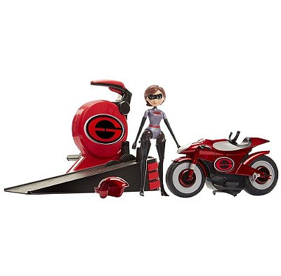 Action Figure Jakks Os Incríveis 2 Mulher-Elástica e Elasticycle Velocidade Oficial