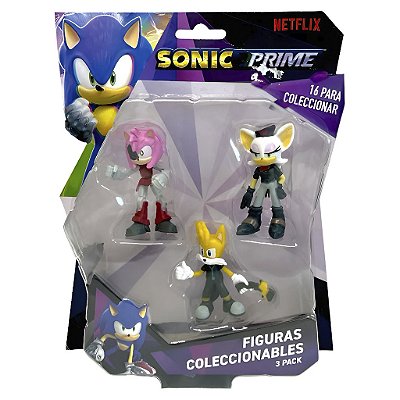 Action Figure Jakks Sonic Prime Knuckles, Tails e Eggforcer Oficial
