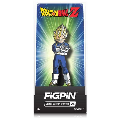 Pin FiGPiN Dragon Ball Z Super Saiyan Vegeta #25 Esmalte Duro 7,6 cm Colecionável Oficial Licenciado