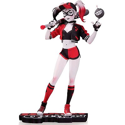 Estátua DC Collectibles Arlequina Red, White & Black por Mingjue Helen Chen 21 cm Edição Limitada