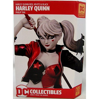 Estátua DC Collectibles Arlequina Red, White & Black por Philip Tan 21 cm Edição Limitada Numerada