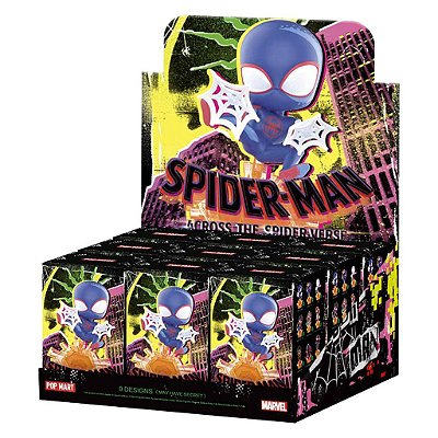 Display Pop Mart Spider-Man Across the Spider-Verse Caixa Fechada com 9 Blind Boxes Sem Repetição
