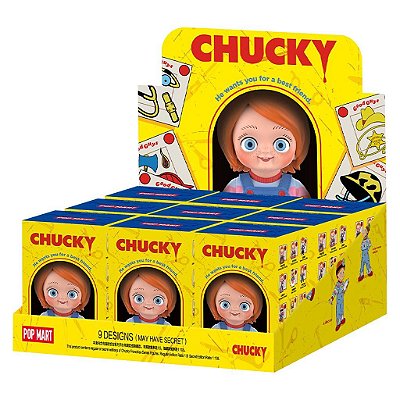 Display Pop Mart Chucky He Wants You For a Best Friend Caixa Fechada com 9 Blind Boxes Sem Repetição