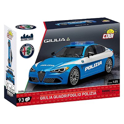 Blocos de Montar COBI Alfa Romeo Giulia Quadrifoglio Polizia 90 Peças Ref 24605 Original Polônia ABS