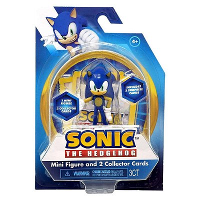 Mini Figure Sonic Mini Figura e 2 Cartas Colecionáveis Sonic Original PMI Kids Lacrado
