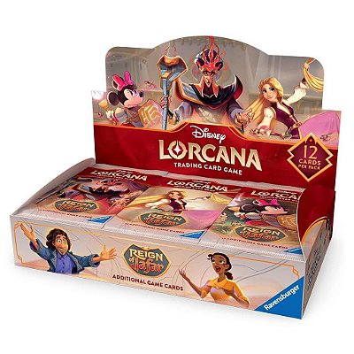 Display de Boosters Disney Lorcana Reign of Jafar Booster com 24 Pacotes Original Ravensburger