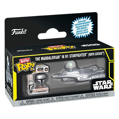 Bitty Pop! Star Wars Mandalorian Starfighter Grugu Original Funko Colecionável Autêntico