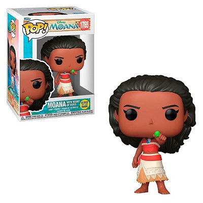 Pop! Disney Moana 3 com Heart Of Tefiti #1765 Original Funko Colecionável Autêntico
