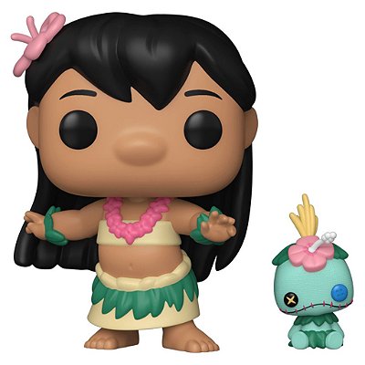 Pop! Disney Lilo Stitch Hula Lilo com Scrump #1741 Original Funko Colecionável Autêntico